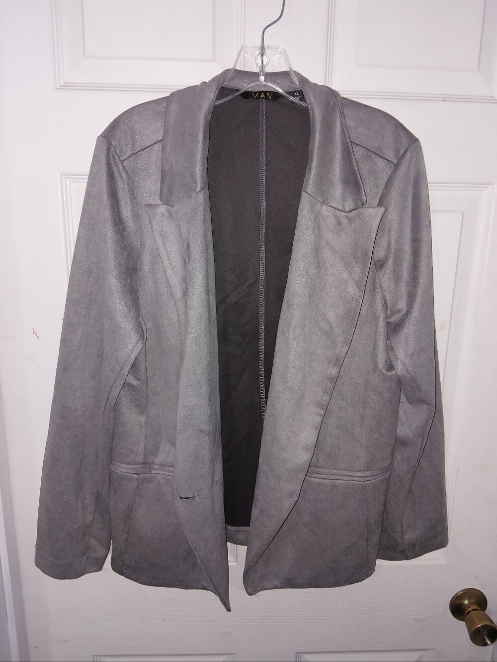 IMAN Womens Gray Open-Front Lightweight Jacket